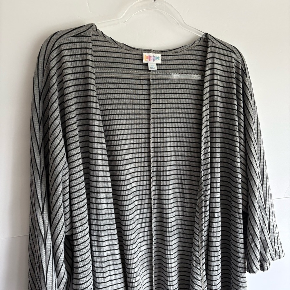 Striped Black and Gray Oversized Cardigan M